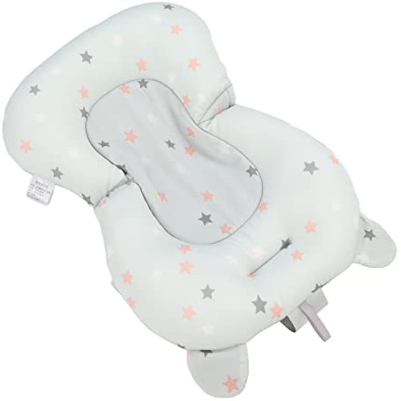 Baby Bath seat Cushion, Foldable Adjustable Infant Bath, Bathing Tub Seat Newborn Bath Anti Slip Cushion Seat for Newborn Baby (Light Blue Stars) - Image 1